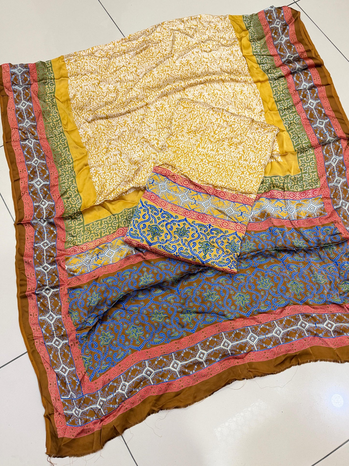 Pure Shamoz Silk Block Print & Chunri Print Wedding Wear Suit | 3-Yards Shirt & Dupatta