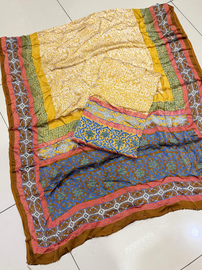 Pure Shamoz Silk Block Print & Chunri Print Wedding Wear Suit | 3-Yards Shirt & Dupatta
